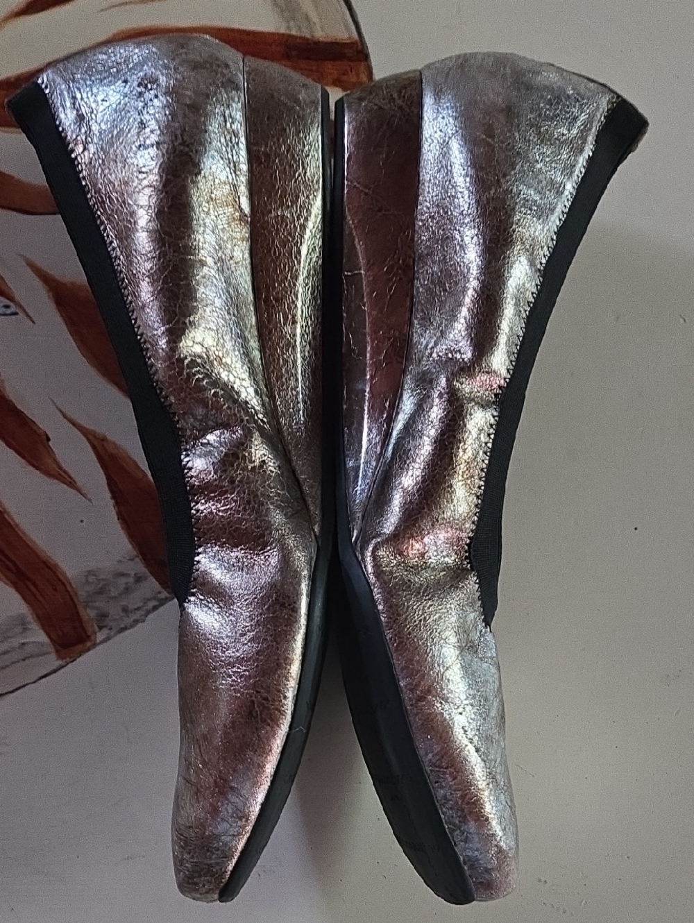 Van Eli Metallic Gold And Silver Demi Wedge Flat Size 11 - Picture 6 of 14